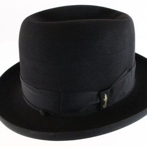Borsalino Top Hatters Black Felt Mens Homburg Hat 7